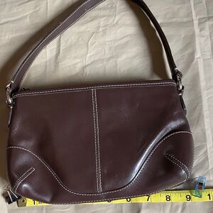 Amanda Smith Dark Genuine Leather Brown Shoulder Bag